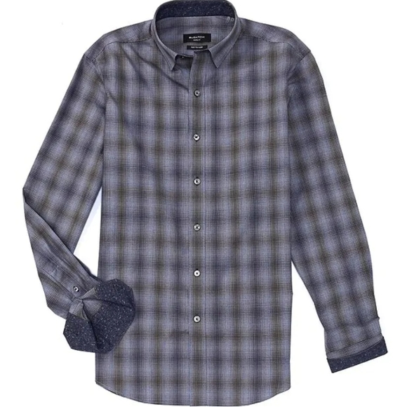 Bugatchi Shaped-Fit Plaid Long-Sleeve Woven Shirt